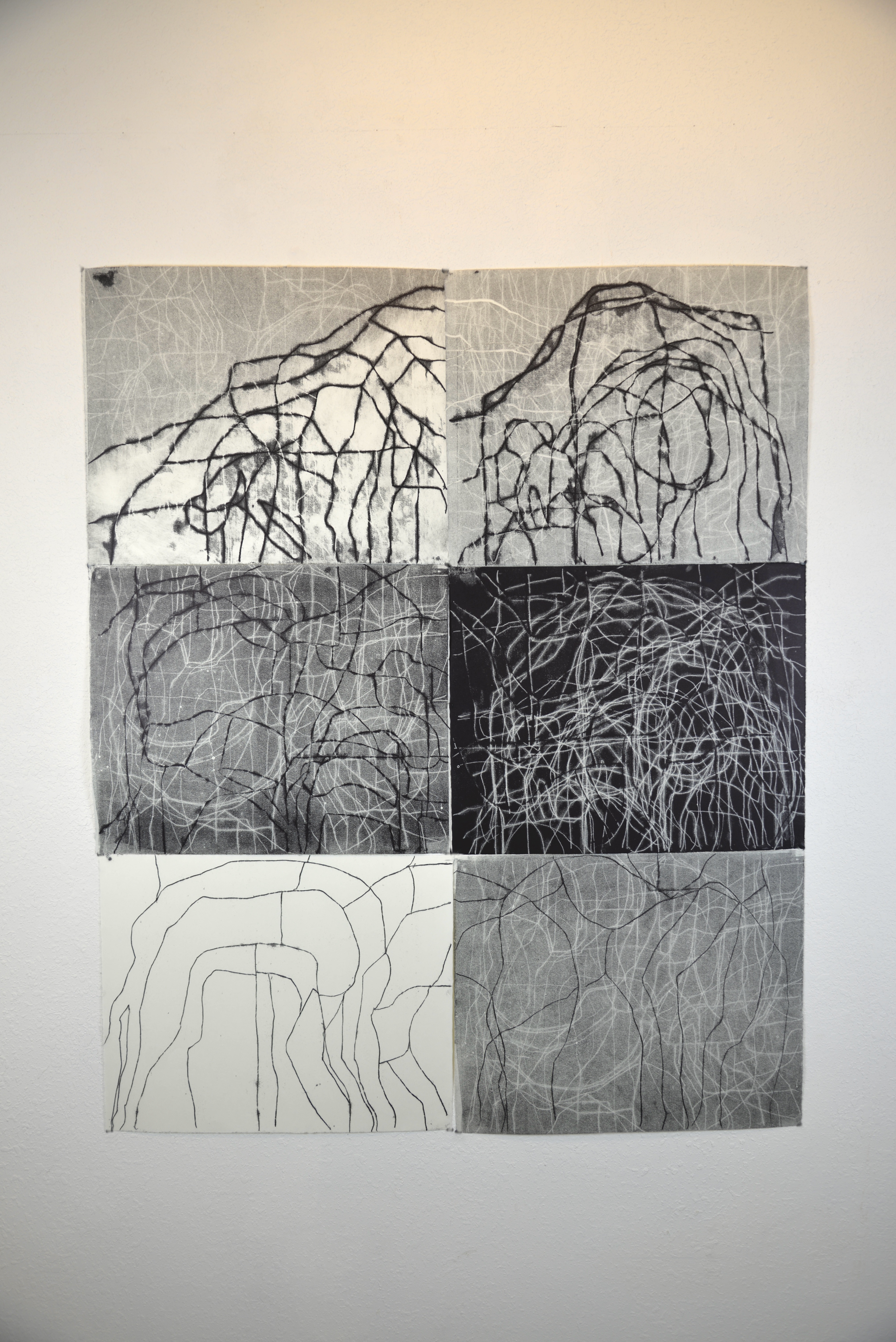 Omnifold, 55.5 x 42”, 2025, trace monoprint on kitakata paper