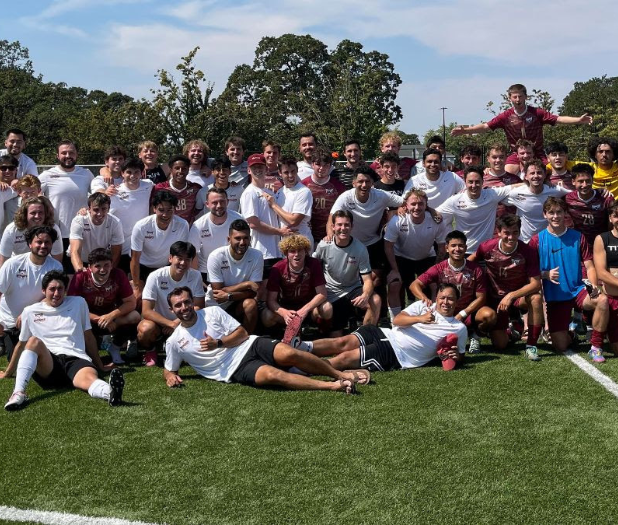 Group photo from the Men's Soccer Alumni Game