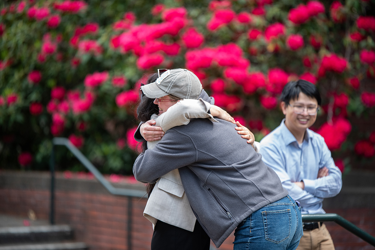 Two people hugging
